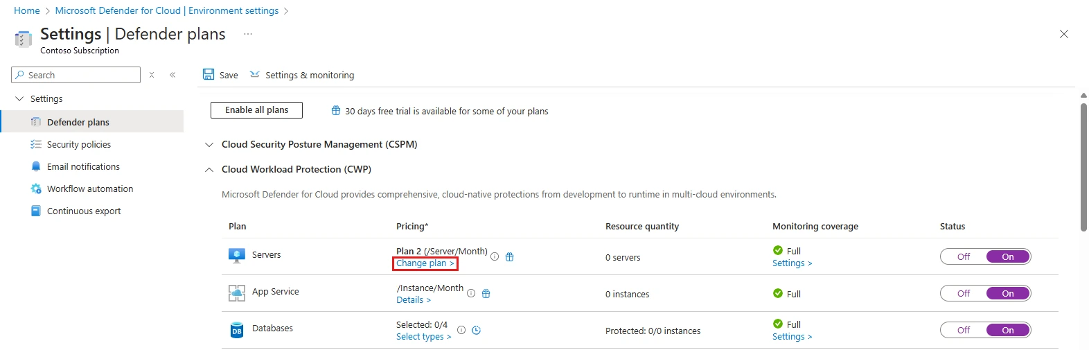 Figure 2. Open Change plans to select the required plan.