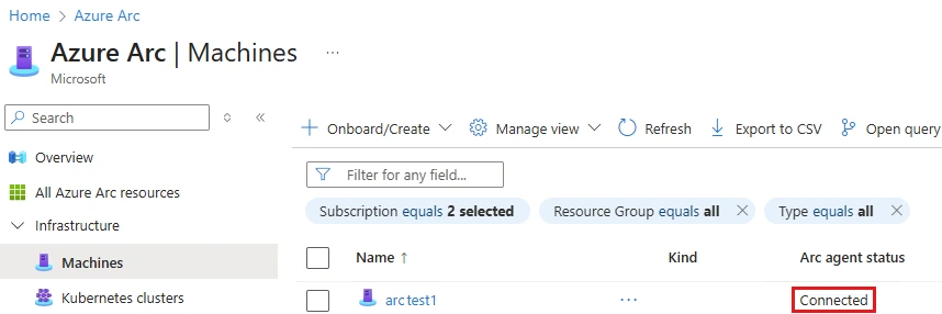 Figure 4. A successfully connected Azure Arc machine.