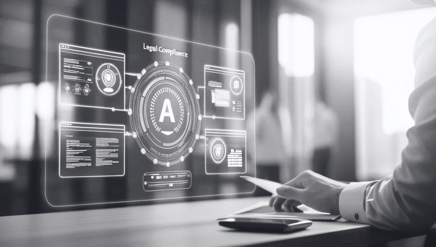 Illustration of an AI application interface used at a workstation.